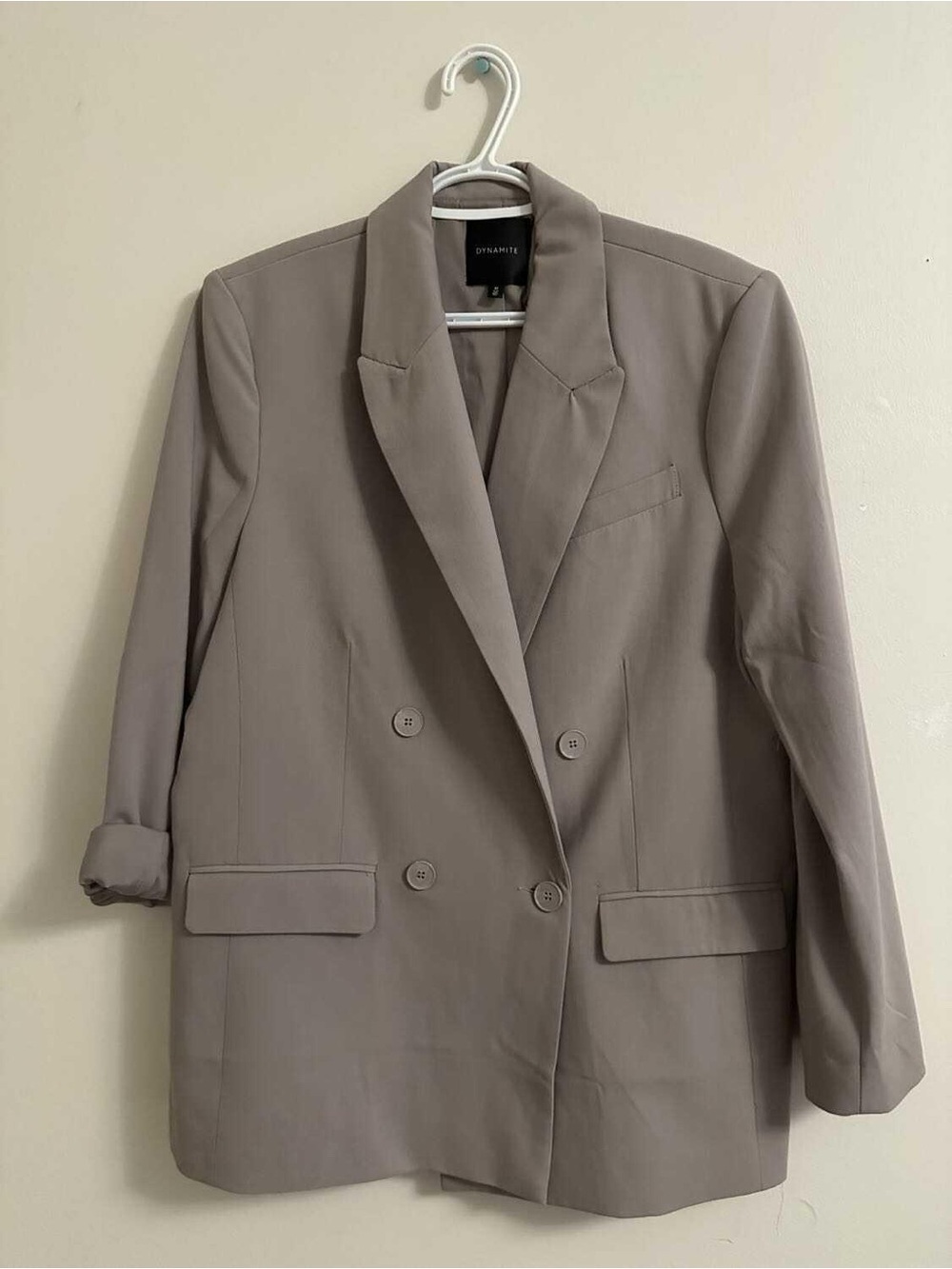 Dynamite Light Taupe Double-Breasted Blazer